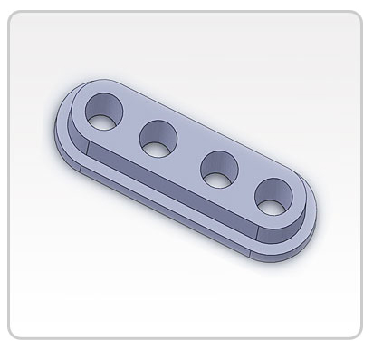 Sample plastic part with 3/4" deep holes